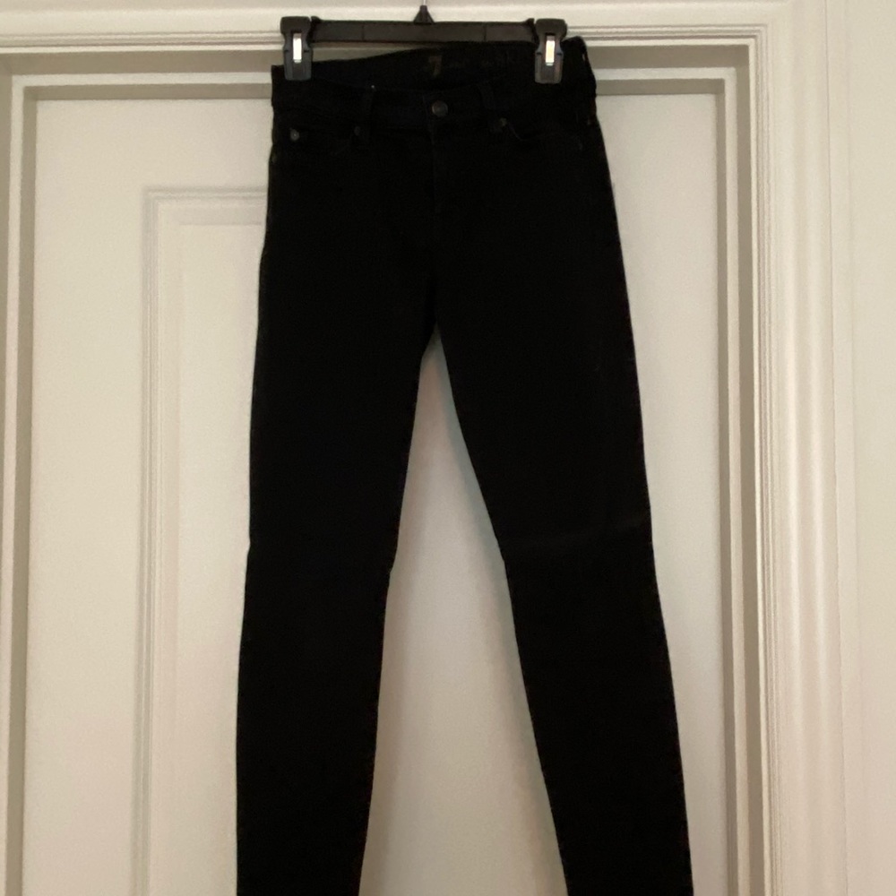 7 for All Manning Black Skinny Jeans